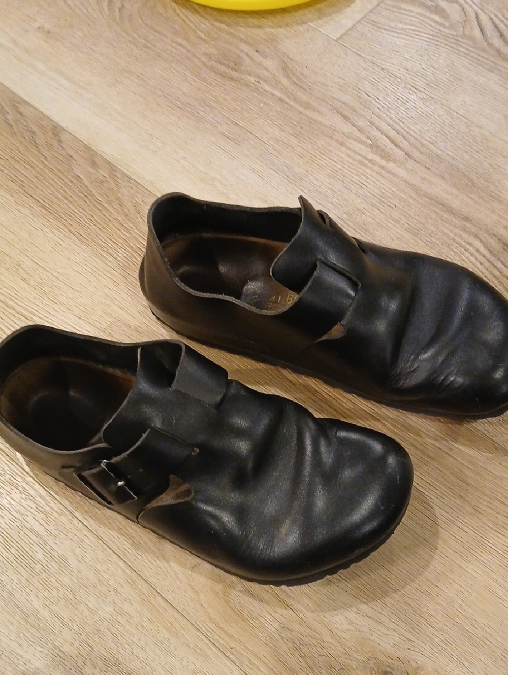 Birkenstock London Clogs  Black Leather Slip On Loafers 41 Men 8 Women 10 - Picture 2 of 9